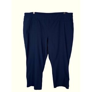 Hilary Radley Navy Blue Textured Pull-On Cropped Pants XXL‎